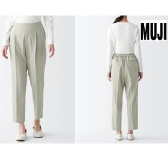 MUJI - High Waisted Pleated Trousers Lilac - Cropped Ankle Pants - Size M - Picture 5 of 16